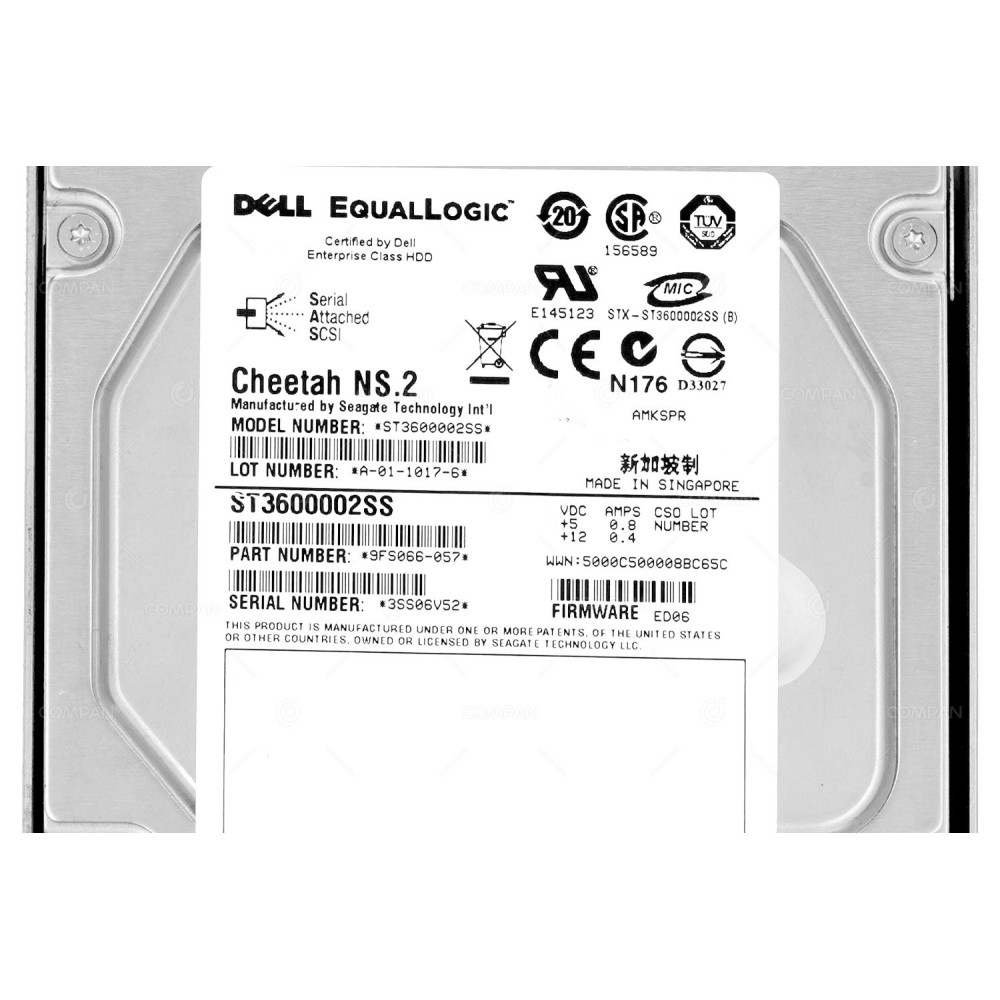 0941950-01 DELL EQUALLOGIC 600 GB 10K SAS 6G 3,5" LFF HARD DRIVE 9FS066-057, ST3600002SS