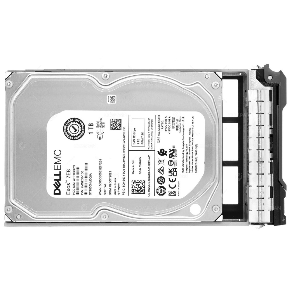 32MDD DELL HARD DRIVE 1TB 12G 7.2K SAS 3.5 LFF EXOS 7E8 G11 G12 G13 032MDD, ST1000NM005A
