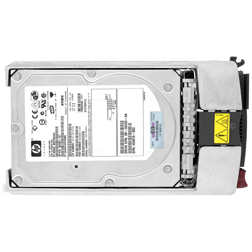 360205-021 HP HARD DRIVE 72.8GB 10K U320 SCSI 3.5 LFF HOT-SWAP 404670-003