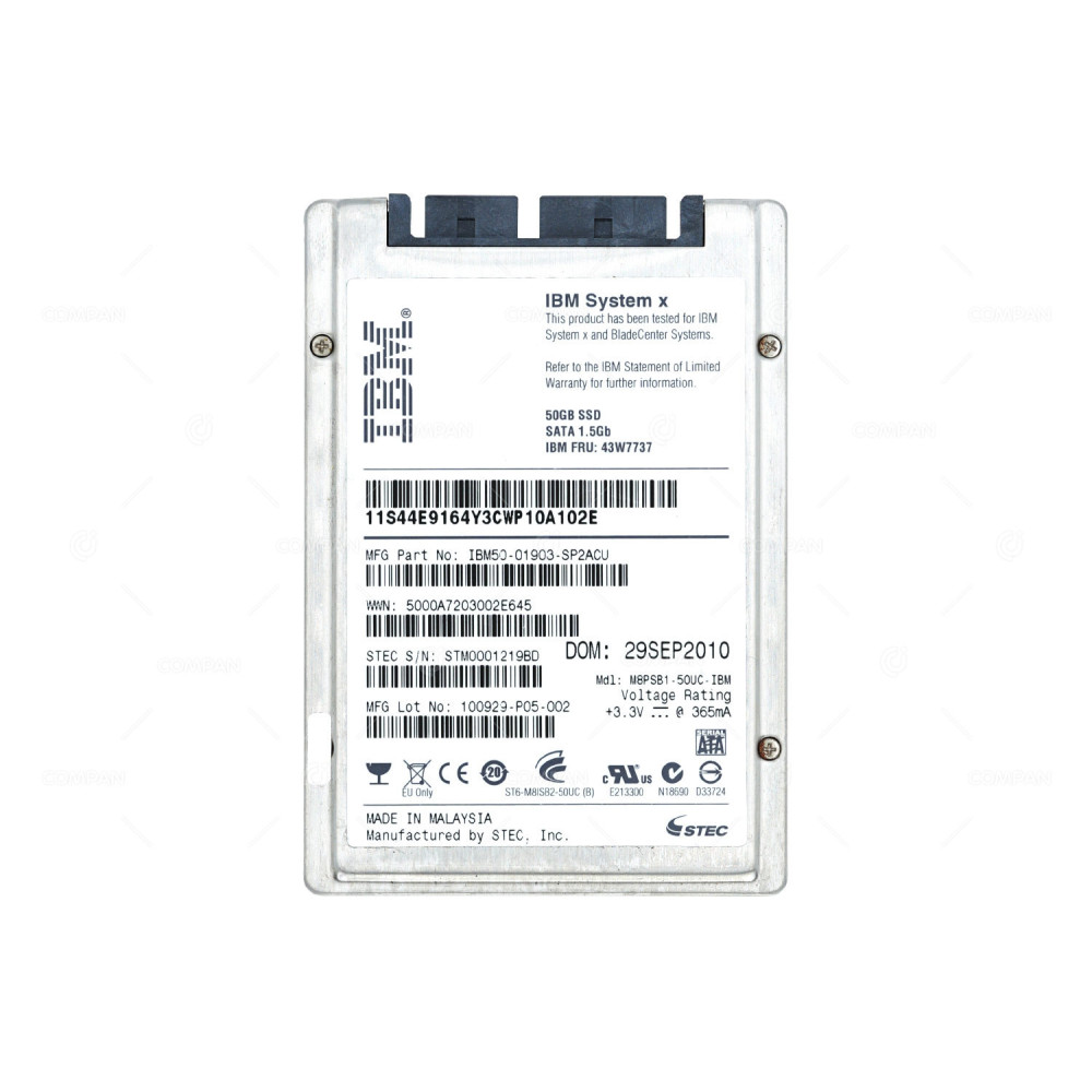 43W7737 IBM 50GB 1.5G SATA SSD 1.8 FOR HS23V 44E9164, M8PSB1-50UC-IBM, IBM50-01903-SP2ACU