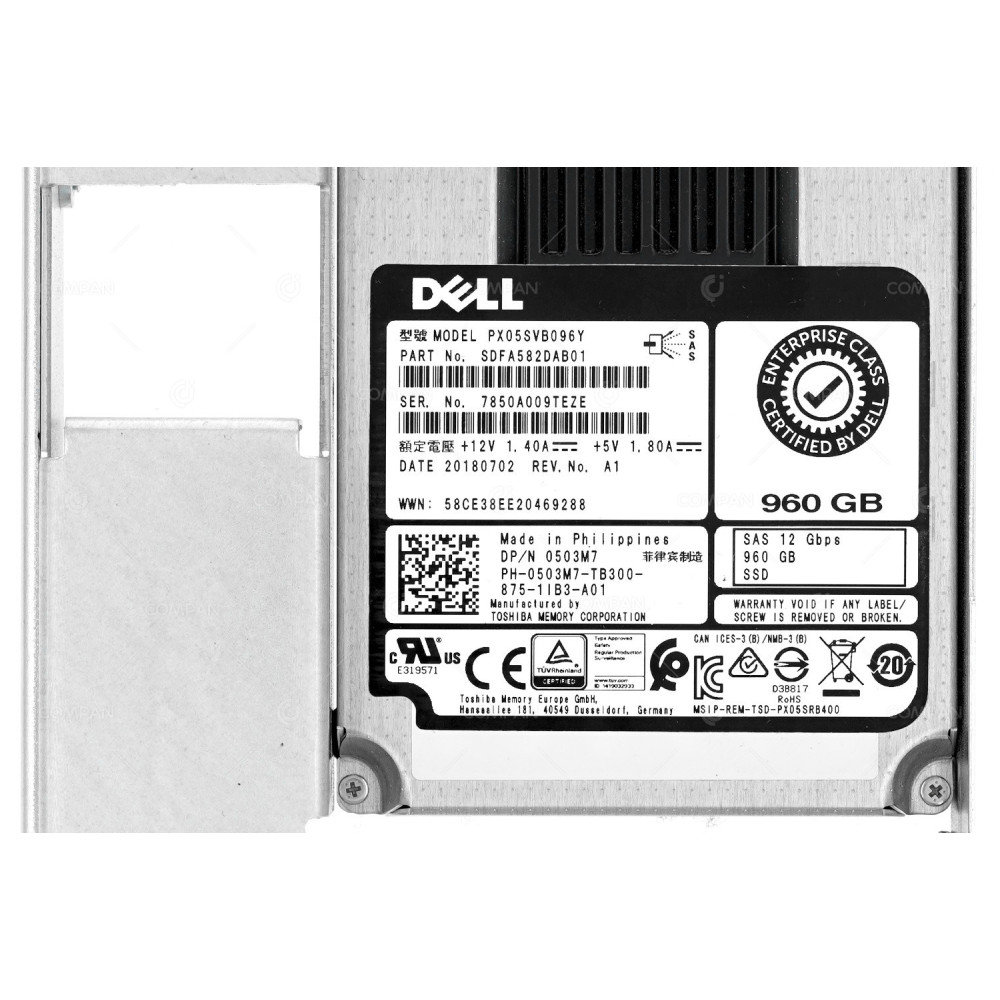 503M7 G14 LFF DELL 960GB 12G SAS 3.5 LFF SSD 0503M7, PX05SVB096Y