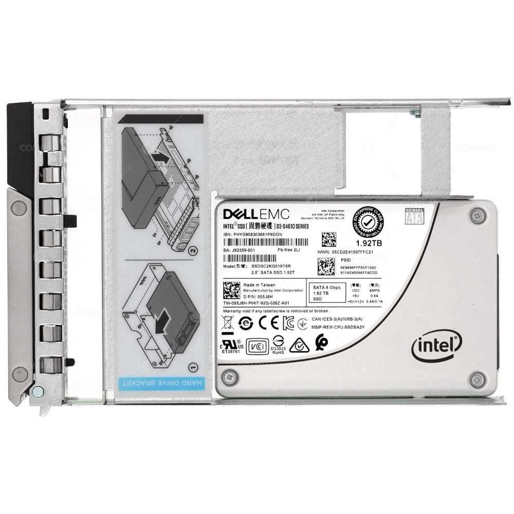 55J8H G14 DELL 1.92TB 6G SATA SSD 2.5 IN 3.5 G14 055J8H, SSDSC2KG019T8R