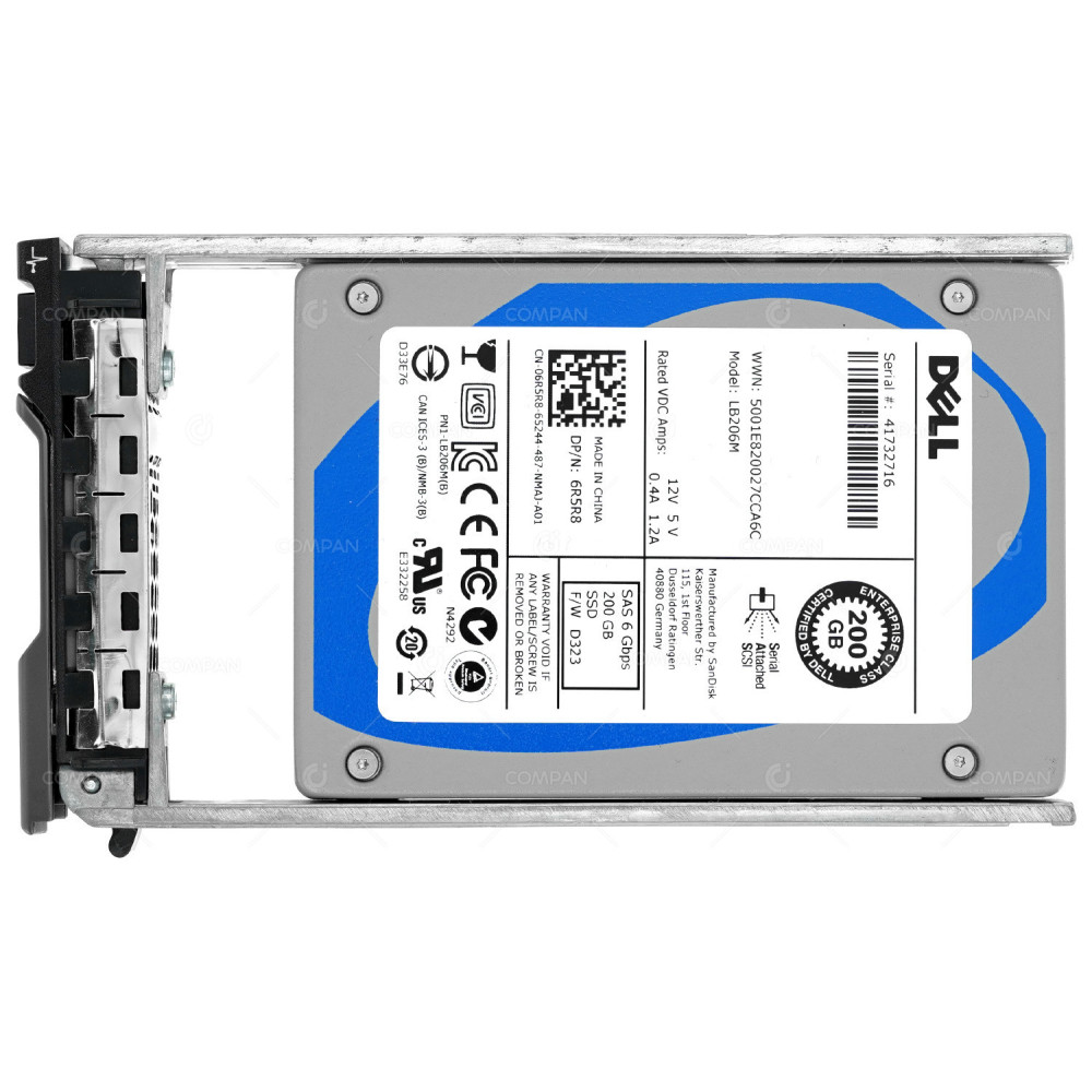 6R5R8 HARD DRIVE DELL 200GB 2.5'' SAS 6GB/S 5490903970B-143040321X, 41732716