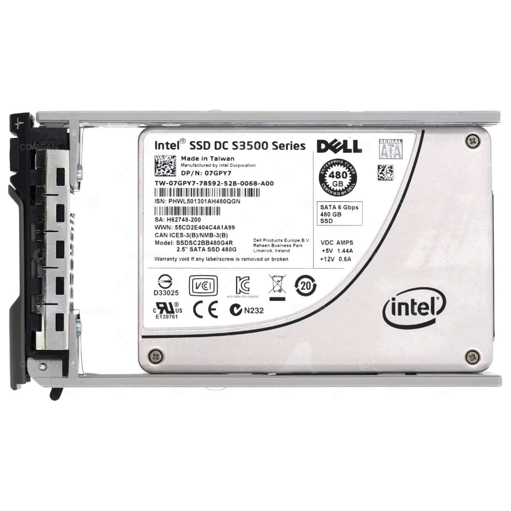 7GPY7 DELL 480GB 2.5 SFF 6G SATA SSD MLC DRIVE FOR G13 07GPY7, H62748-200, SSDSC2BB480G4R