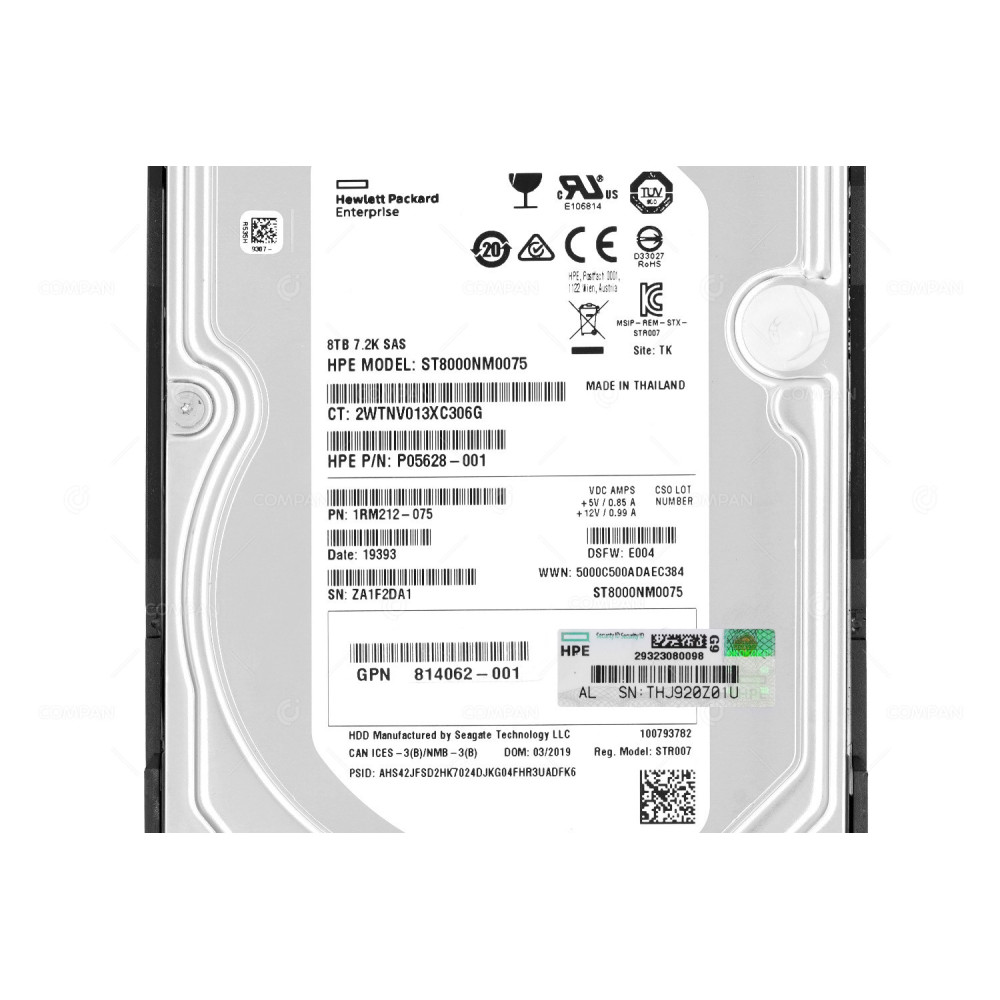 813866-001 HP 8TB 7.2K 12G SAS 3.5 LFF HARD DRIVE P05628-001, ST8000NM0075, HUH721008AL5204, HUH728080AL5204, ST8000NM018B