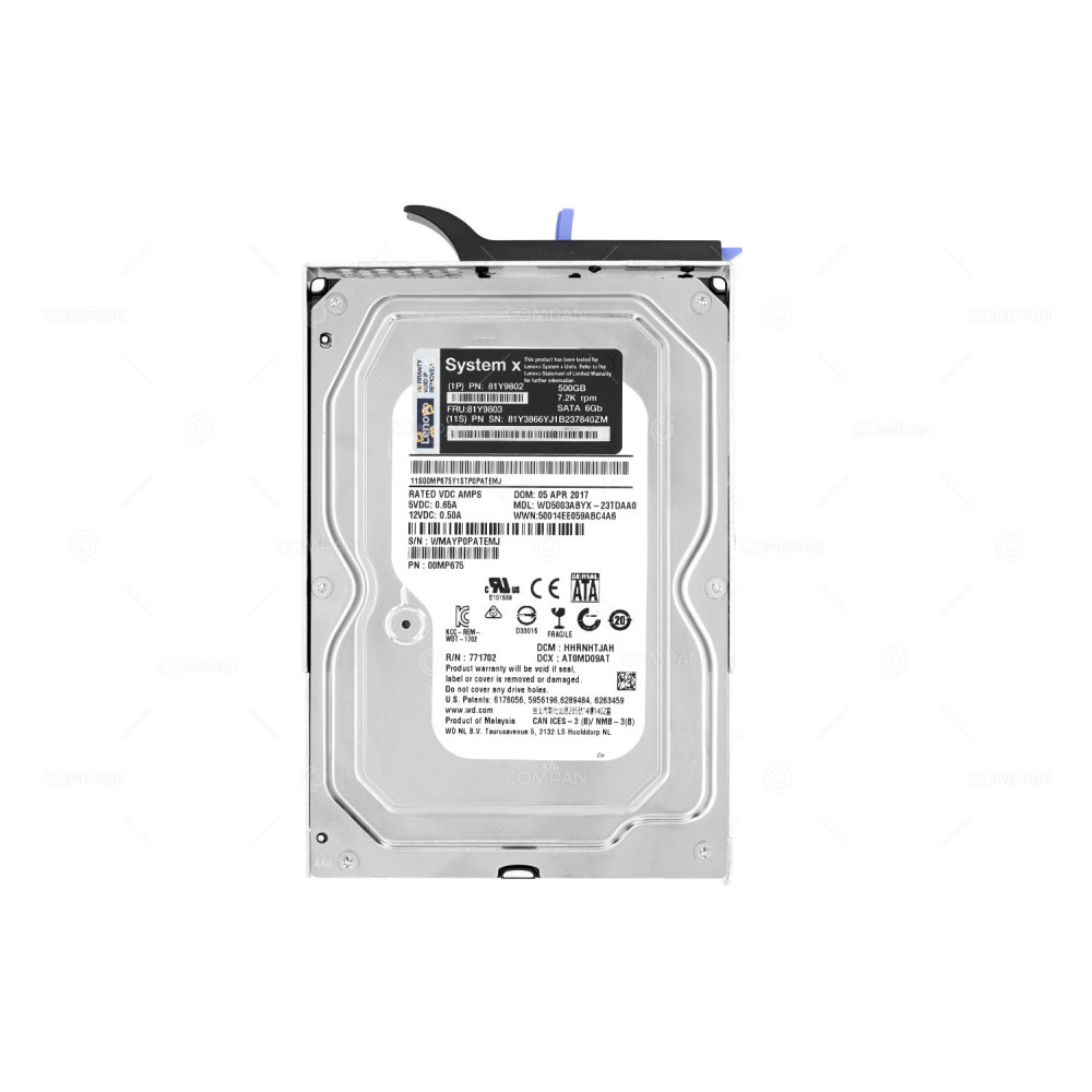 81Y9803 IBM HARD DRIVE 500GB 7.2K 3.5 6G SATA 81Y9802, 81Y3866