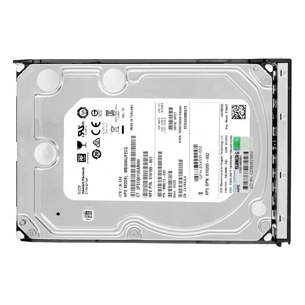 834132-001 HP 8TB 7.2K 12G SAS 3.5 LFF HARD DRIVE 819199-001, 1RM212-035, ST8000NM0075