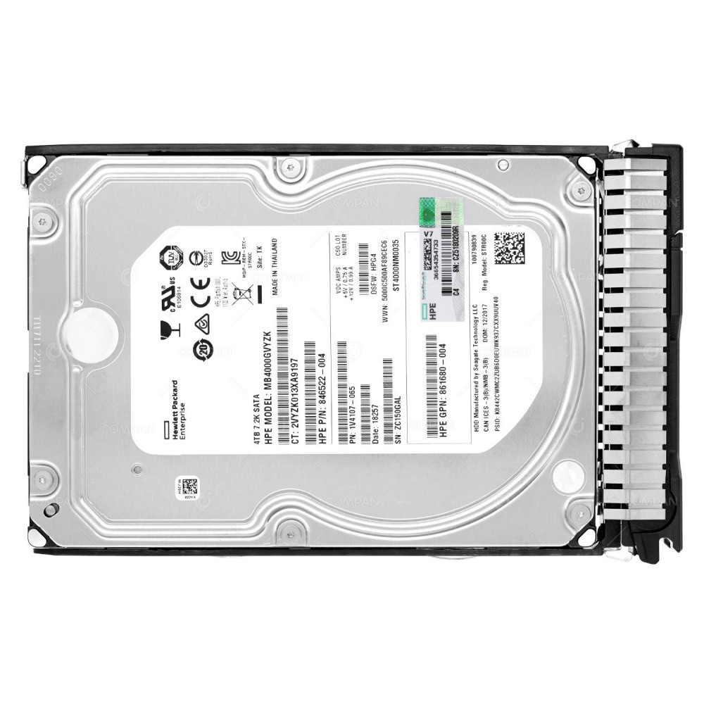 862127-001 HP 4TB 7.2K 6G SATA 3.5 LFF HARD DRIVE 846522-004, 861680-004, ST4000NM0035