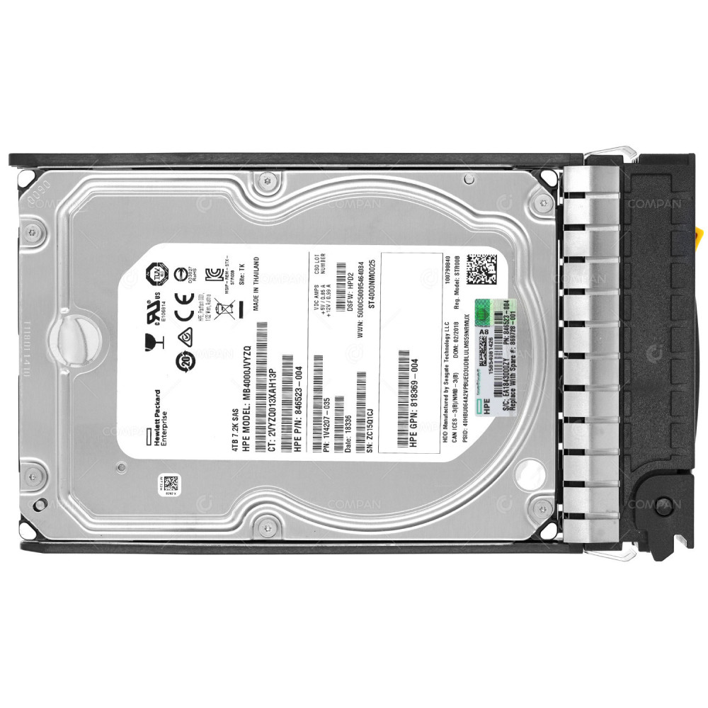 869728-001 HP HARD DRIVE 4TB 12G 7.2K SAS 3.5 LFF MDL FOR STOREONCE 818369-004, 846523-004,