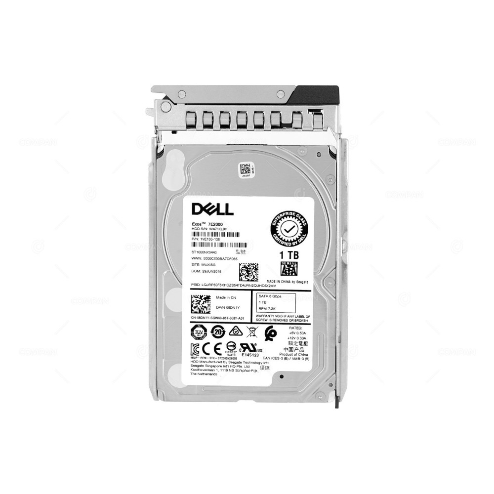 8DN1Y-G14 DELL HARD DRIVE 1TB 6G 7.2K SATA 2.5 SFF G14 08DN1Y, 1VE130-136, ST1000NX0443