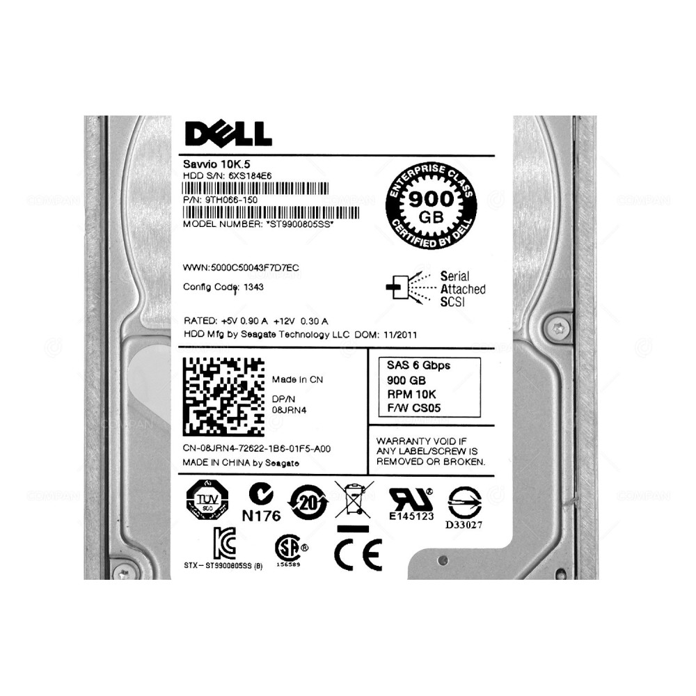 8JRN4 DELL HARD DRIVE 900GB 10K 6G SAS 2.5 SFF HOT-SWAP G11 G12 G13 08JRN4, ST9900805SS