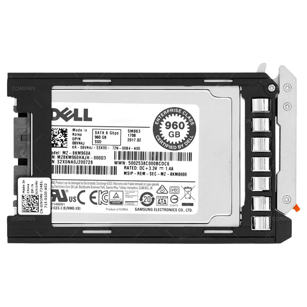 8VN4J DELL 960GB 6G MICRO SATA 1.8 FOR T4130 FC430 FC630 FC830 M420 08VN4J, MZ-8KM960A