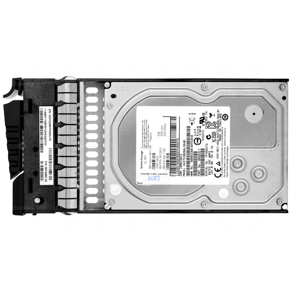 98Y2420 IBM XYRATEX HARD DRIVE 2TB 7.2K 6G SAS 3.5 LFF HOT-SWAP FOR HS-1235T 99Y1168, 0974866-02, 49Y7465