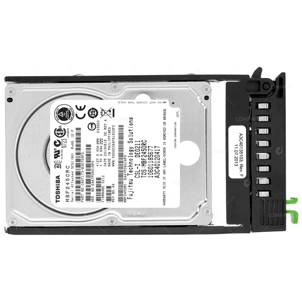 A3C40120417 FUJITSU 450GB 2,5" SFF SAS 6G 10K HARD DRIVE 10601185677, MBF2450RC, A3C40135103