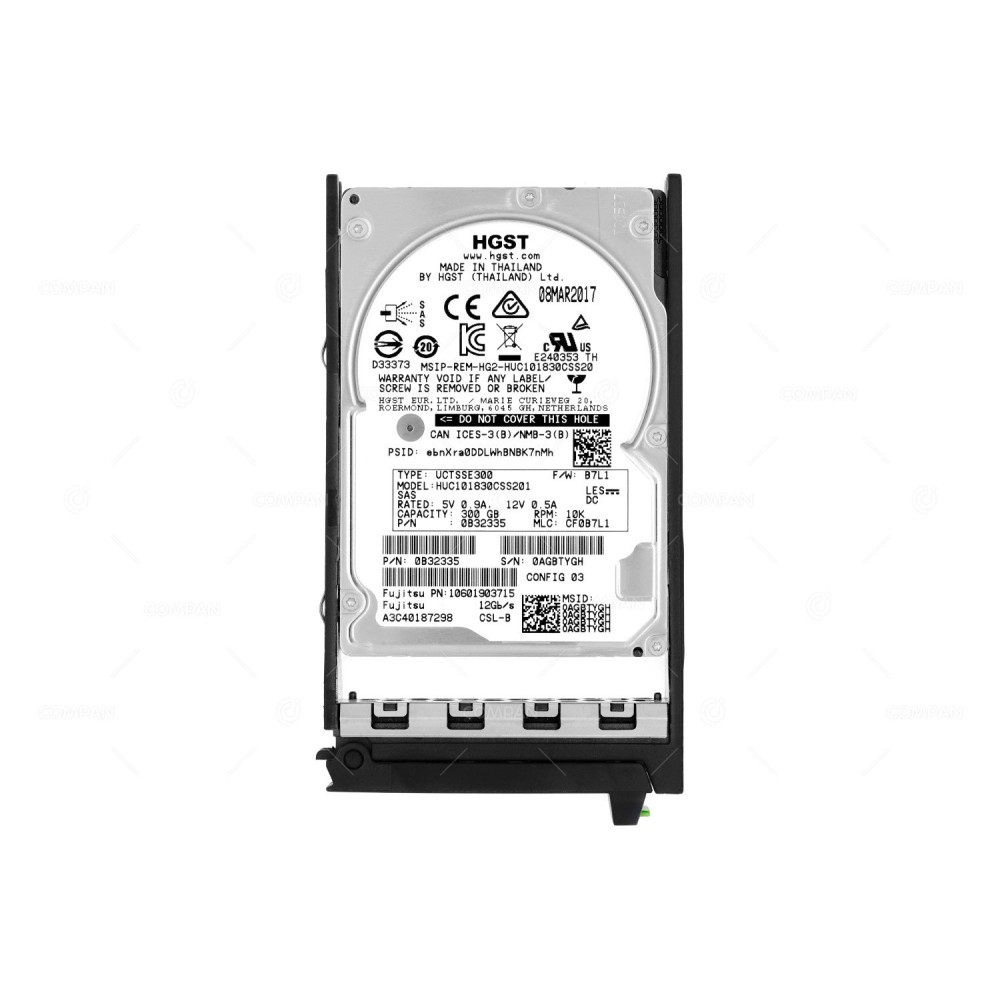 A3C40187298 FUJITSU HARD DRIVE 300GB 10K 12G SAS 2.5 SFF S7 10601903715, 0B32335, HUC101830CSS201