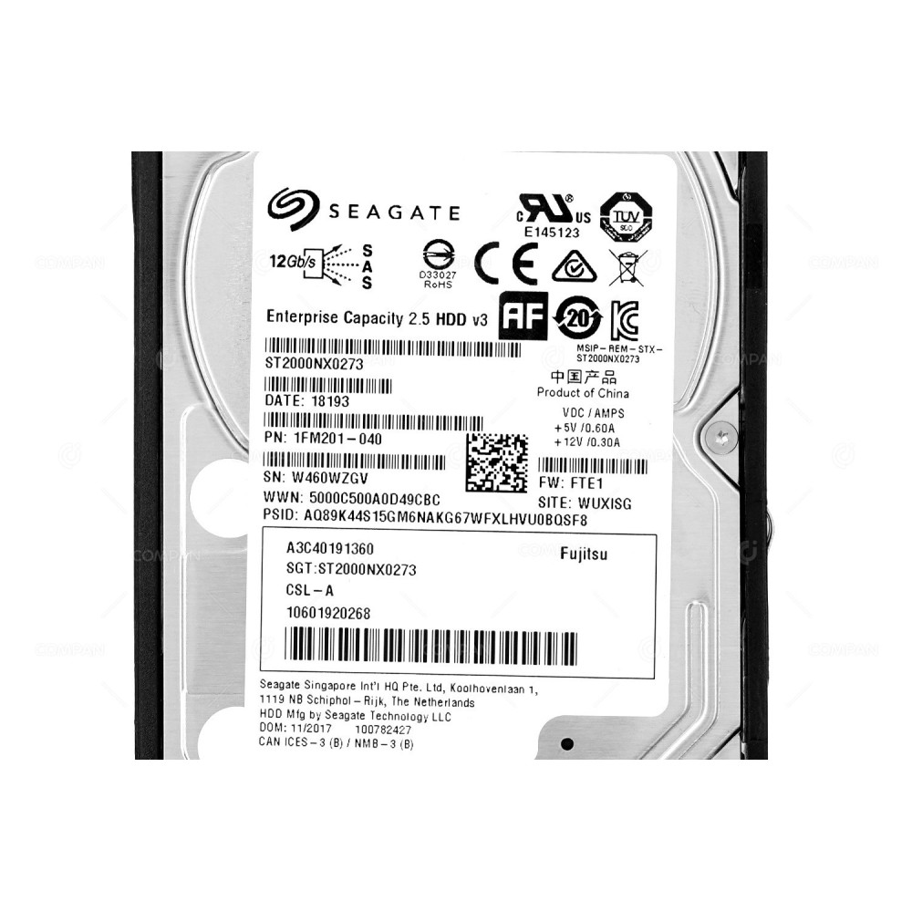A3C40191360 FUJITSU HDD 2TB 7.2K SAS 12G 2.5" SFF