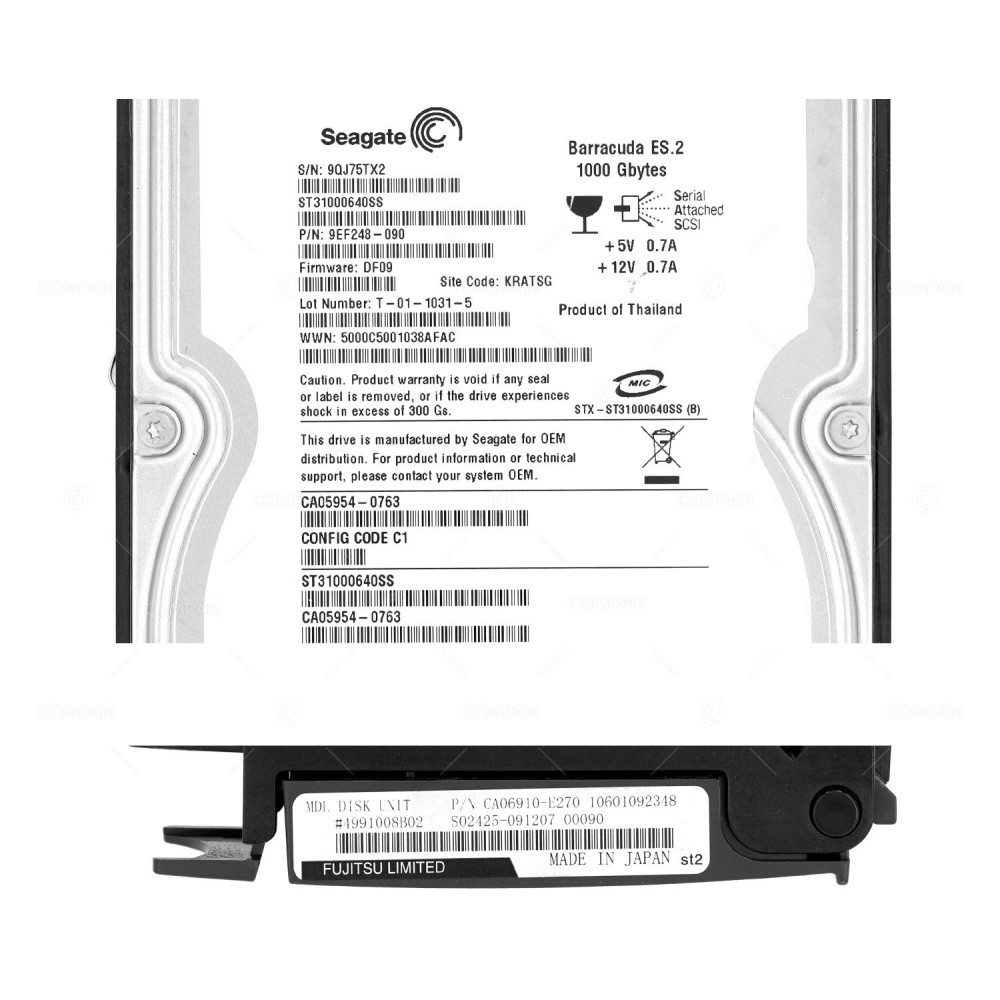 CA06910-E270 SEAGATE 1TB 7.2K 3G SAS 3,5" LFF HARD DRIVE ST31000640SS, 9EF248-090, CA05954-0763