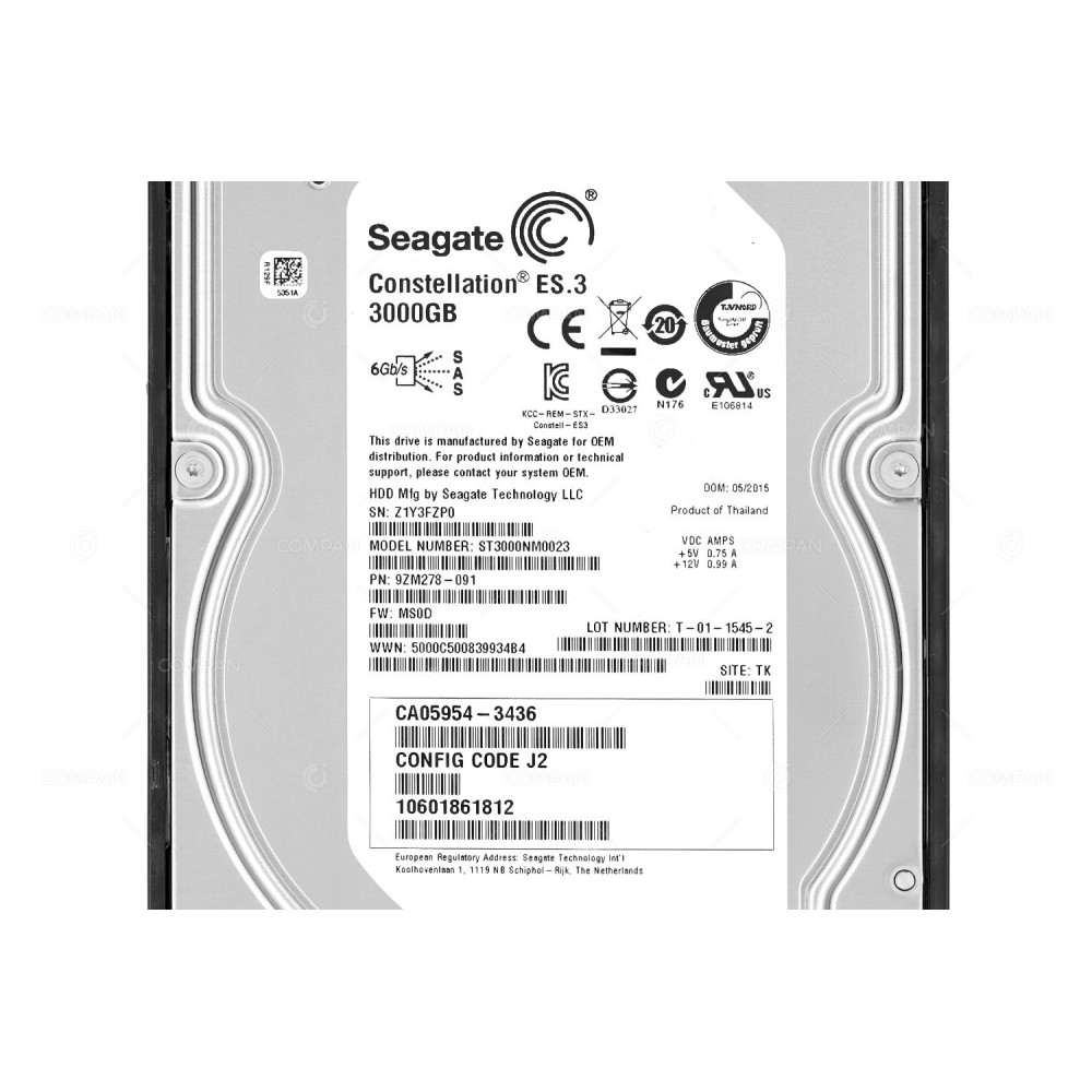 CA07339-E073 FUJITSU 3TB 7.2K 3.5 LFF 6G SAS HARD DRIVE FOR DX S3 S800 S6 ST3000NM0023, 9ZM278-091, CA05954-3436, 10601861812