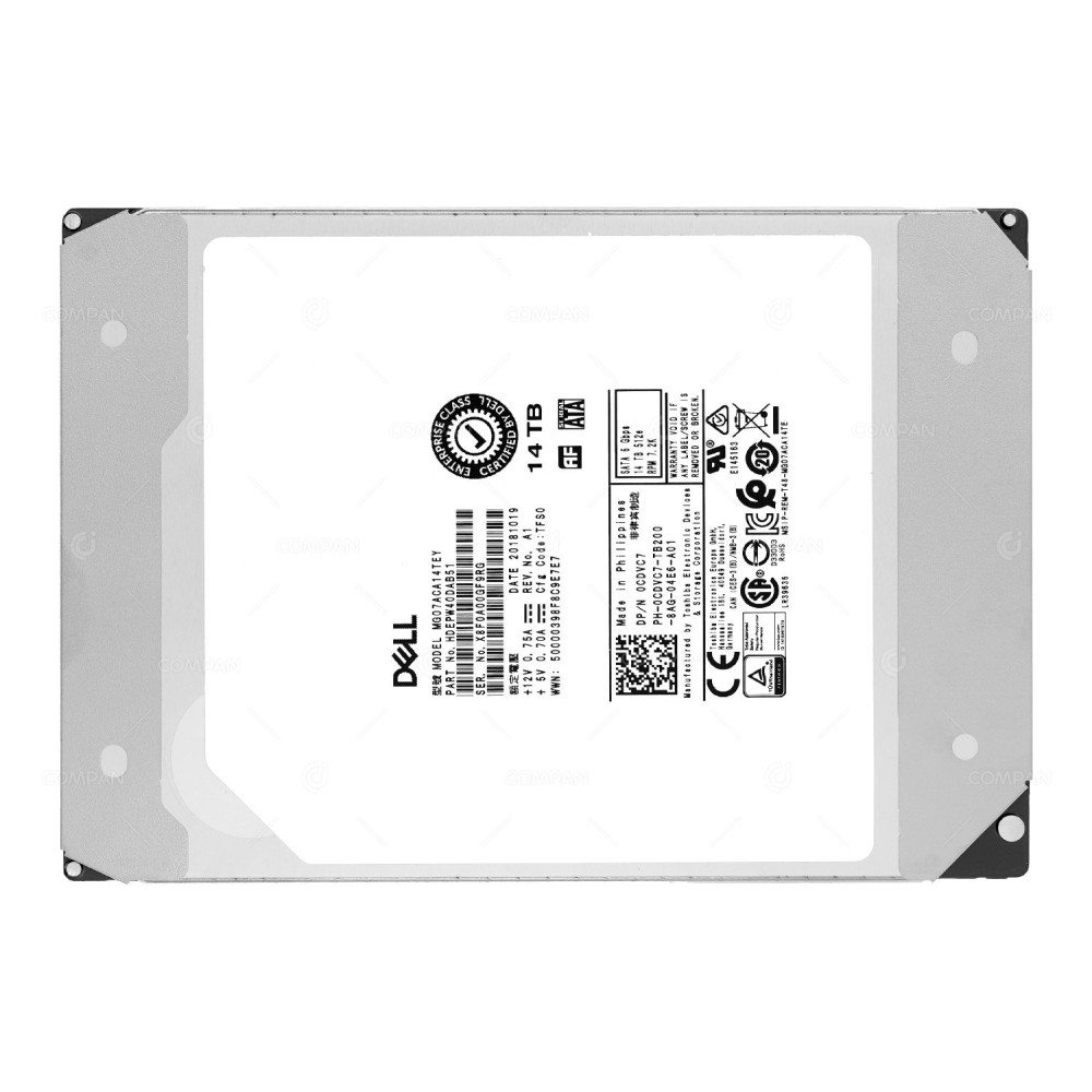 CDVC7 NO CADDY DELL 14TB 7.2K 6G SATA 3.5 LFF HARD DRIVE FOR R740XD 0CDVC7, MG07ACA14TEY