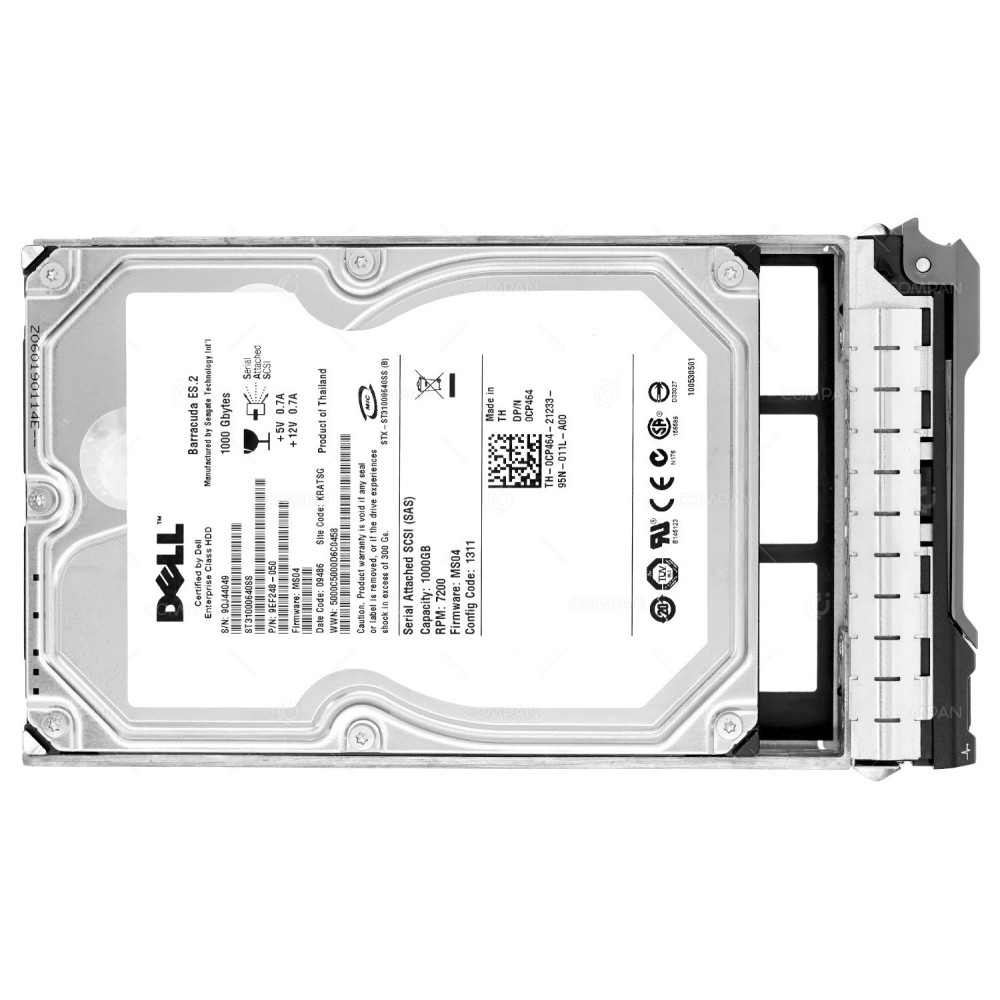 CP464 DELL HARD DRIVE 1TB 3G 7.2K SAS 3.5 LFF G11 G12 G13 0CP464, 9EF248-050, ST31000640SS