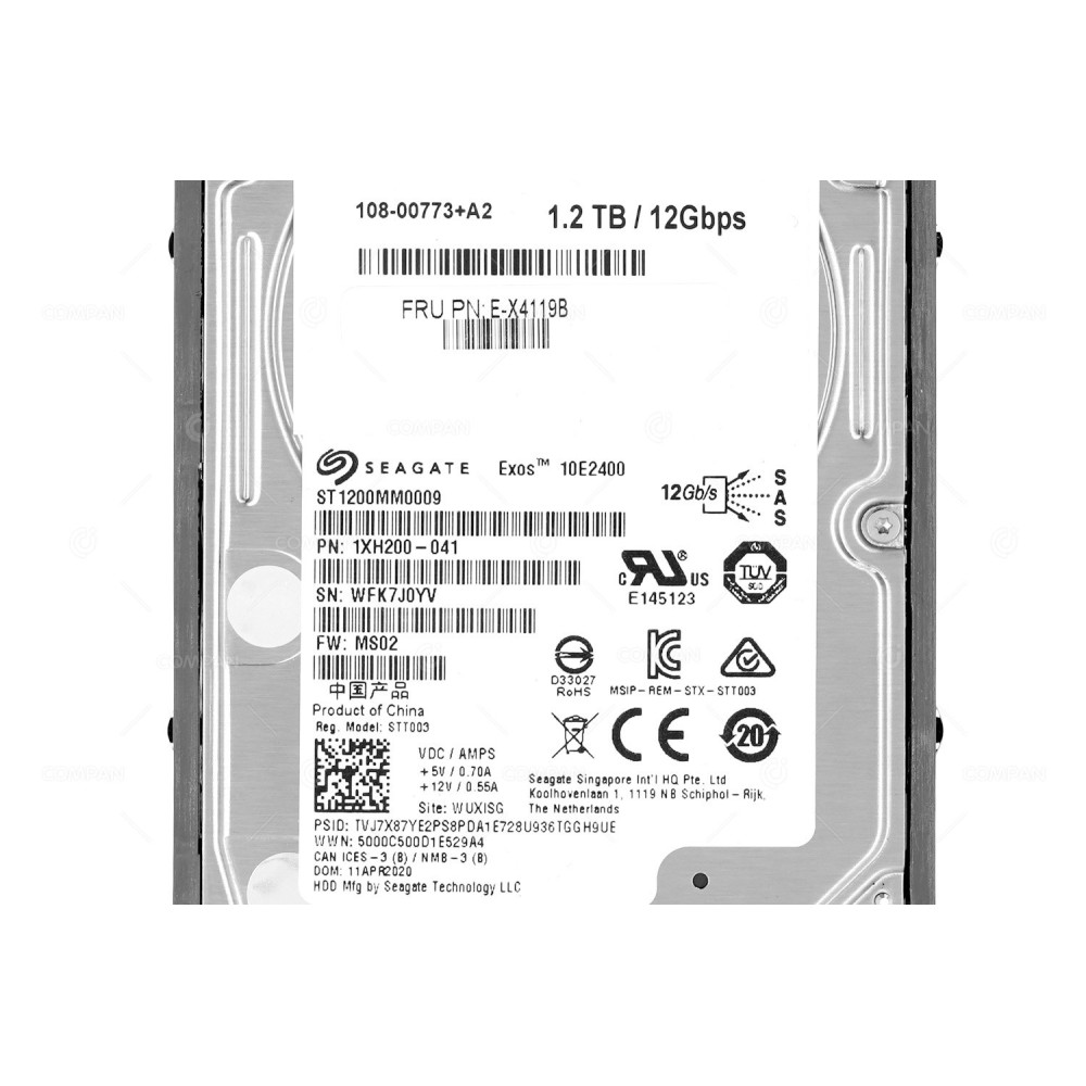 E-X4119B NETAPP HARD DRIVE 1.2TB 10K 12G SAS 2.5 SFF FOR E2824 DE224C 108-00773+A0, 1XH200-041, ST1200MM0009