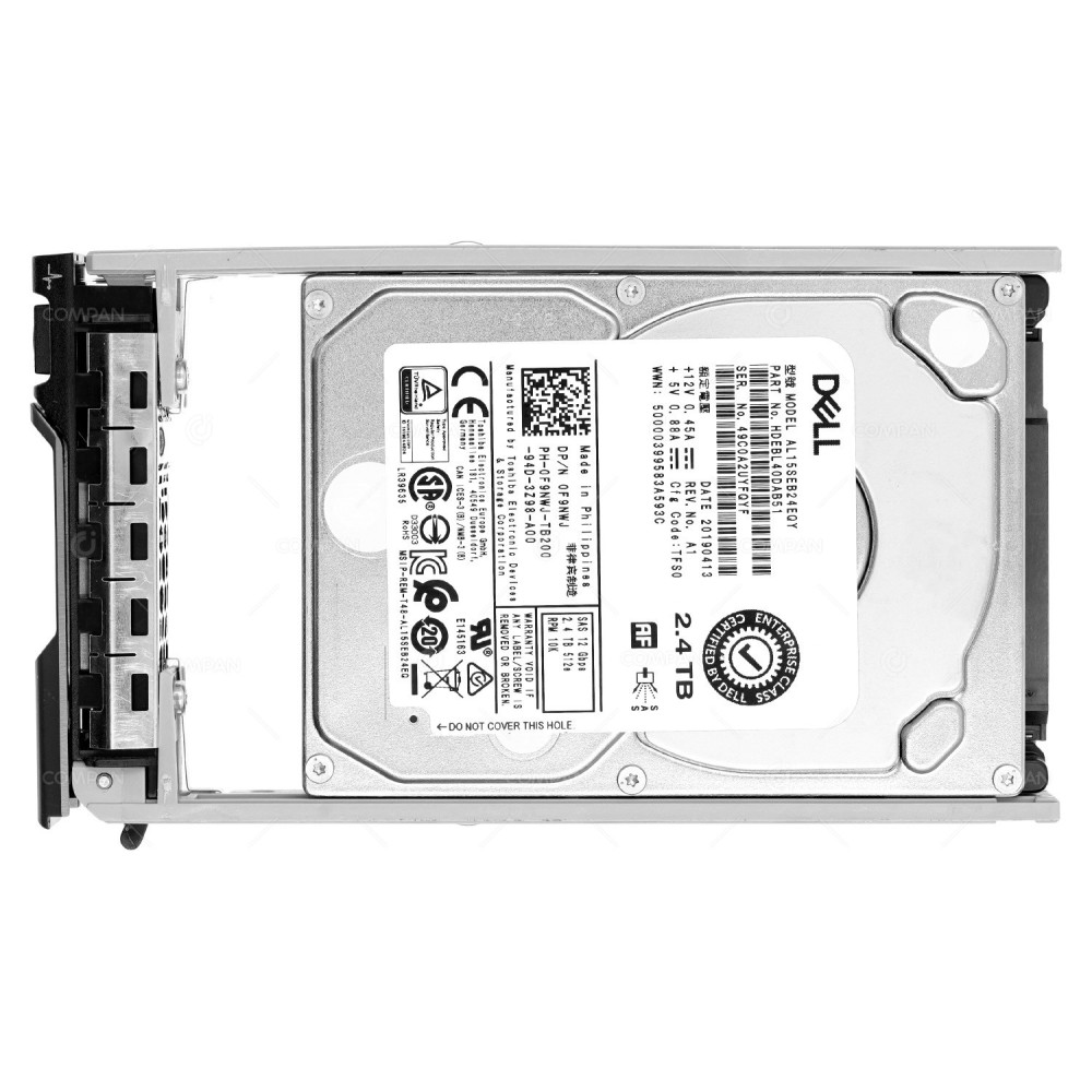 F9NWJ DELL HARD DRIVE 2.4TB 10K 12G SAS 512E 2.5 SFF 0F9NWJ, AL15SEB24EQY, HDEBL40DAB51