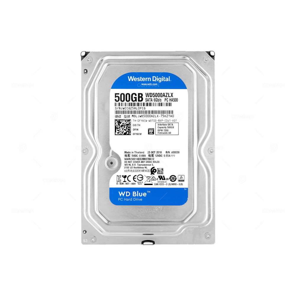 FY6CW DELL 500GB 7.2K 3.5 LFF 6G SATA HARD DRIVE 0FY6CW, WD5003ABYX
