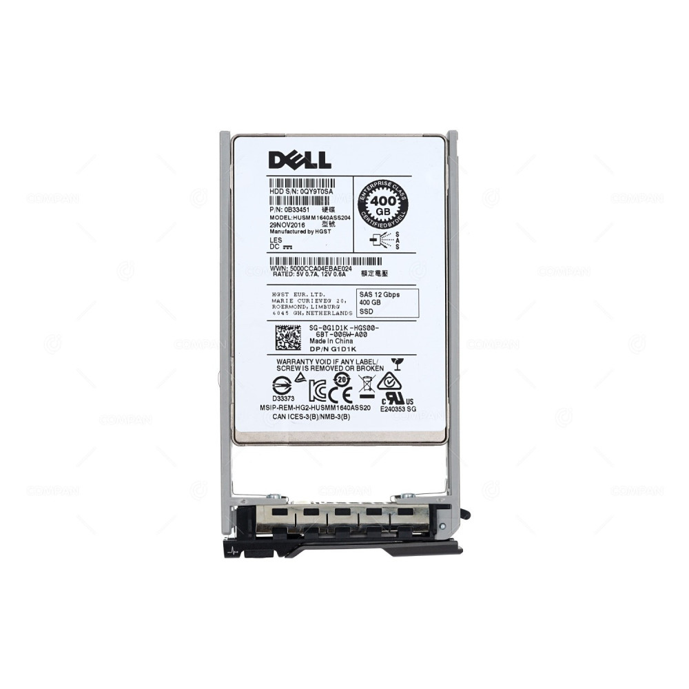 G1D1K DELL SSD 400GB FLASH 12G SAS 2.5 SFF G11-G13 0G1D1K, HUSMM1640ASS204
