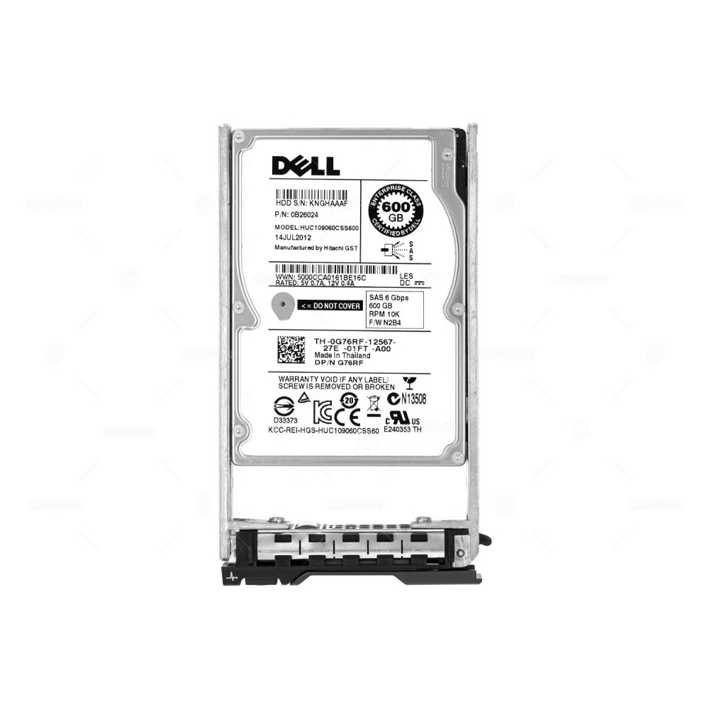 G76RF DELL HARD DRIVE 600GB 10K 6G SAS 2.5 SFF G11 G12 G13 0G76RF, HUC109060CSS600