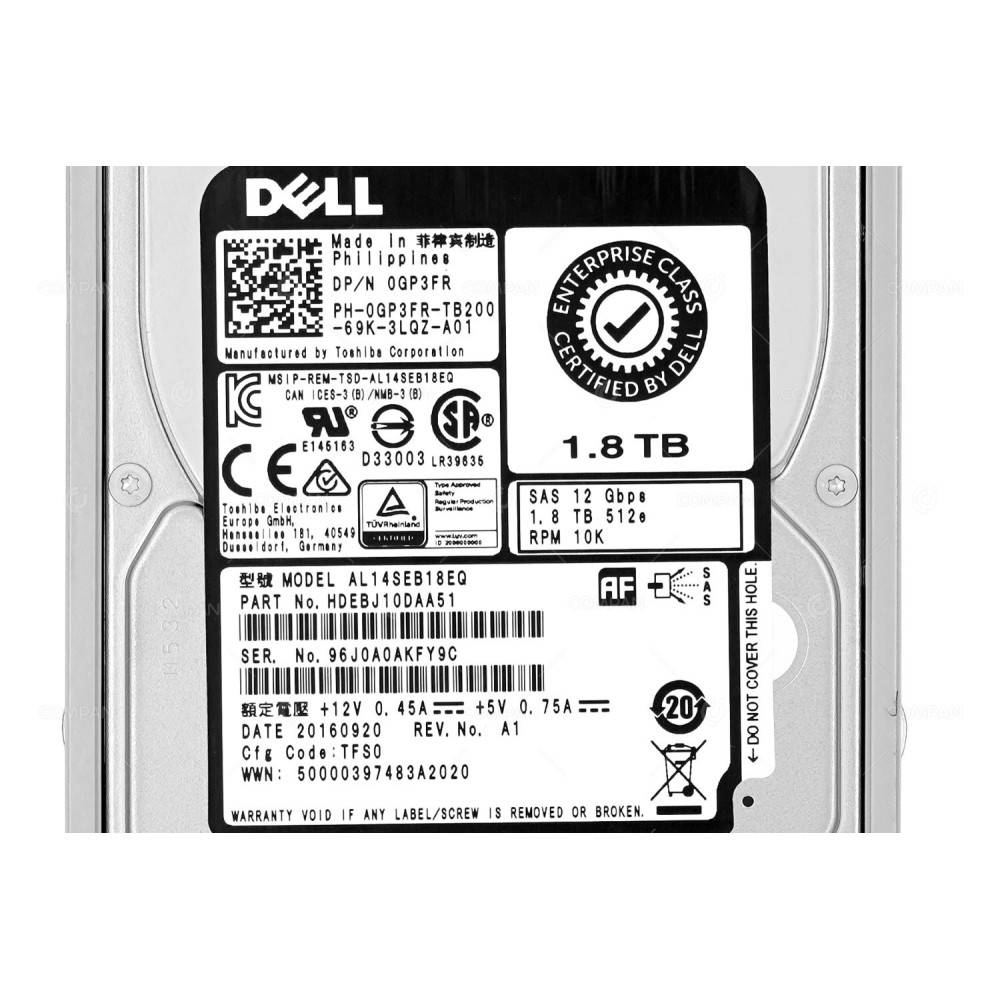 GP3FR DELL HDD 1.8TB 10K SAS 12G 2.5" SFF