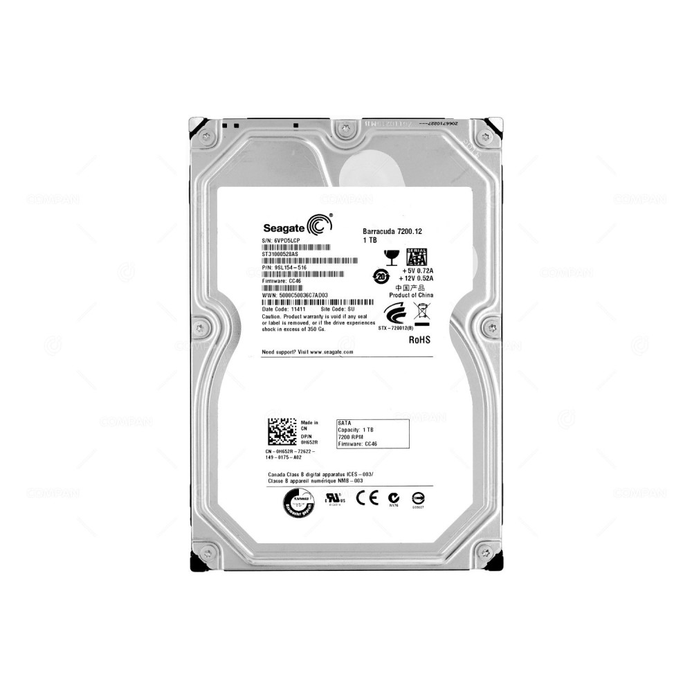 H652R HARD DRIVE 1TB 7.2K 3G SATA 3.5 LFF 0H652R,