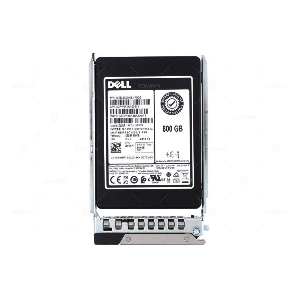 HF06W G14 DELL 800B 12G SAS 512E SSD PM1635A 2.5 SFF G14 0HF06W, MZ-ILS1T9N, MZ-ILS800B, PM1635A