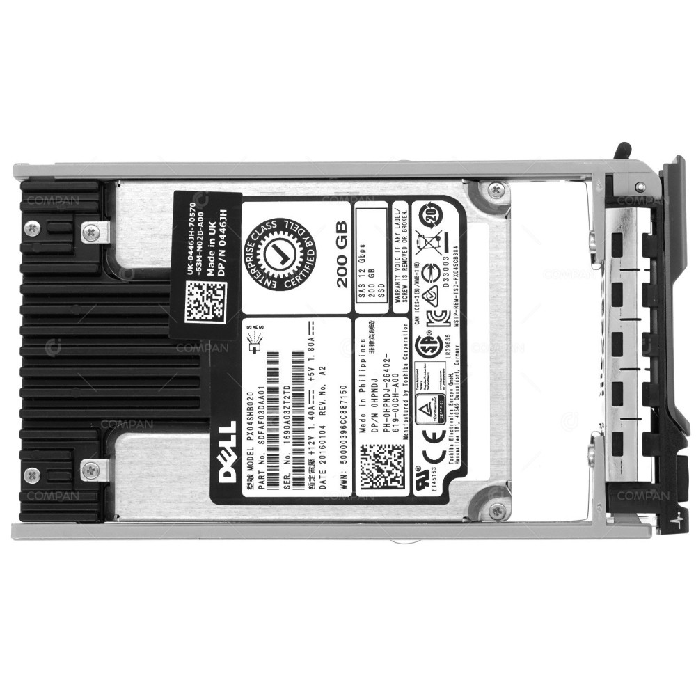 HPNDJ DELL 200GB 12G SSD 2.5 SFF SAS G11 G12 G13 0HPNDJ, PX04SHB020