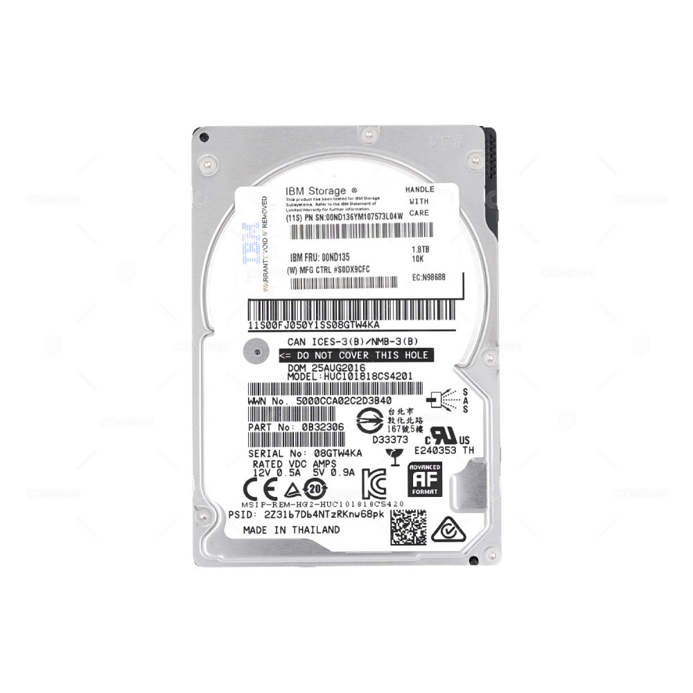 HUC101818CS4201 HITACHI ULTRASTAR 1.8TB 10K 12G SAS 2.5 SFF HARD DRIVE 0B32306