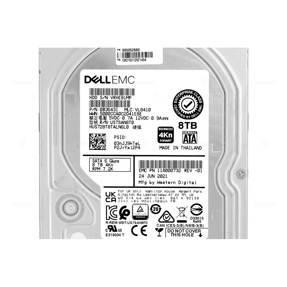 HUS728T8TALN6L0 HITACHI HARD DRIVE 8TB 7.2K 6G SATA 256MB CACHE 3.5 LFF 0B36431, US7SAN8T0