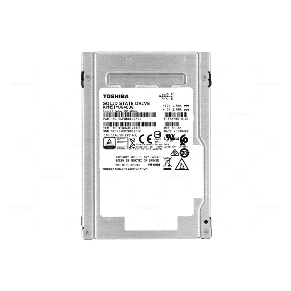 KPM51MUG400G TOSHIBA 400GB 12G SAS 2.5 SFF SSD SDFBB06GEA01