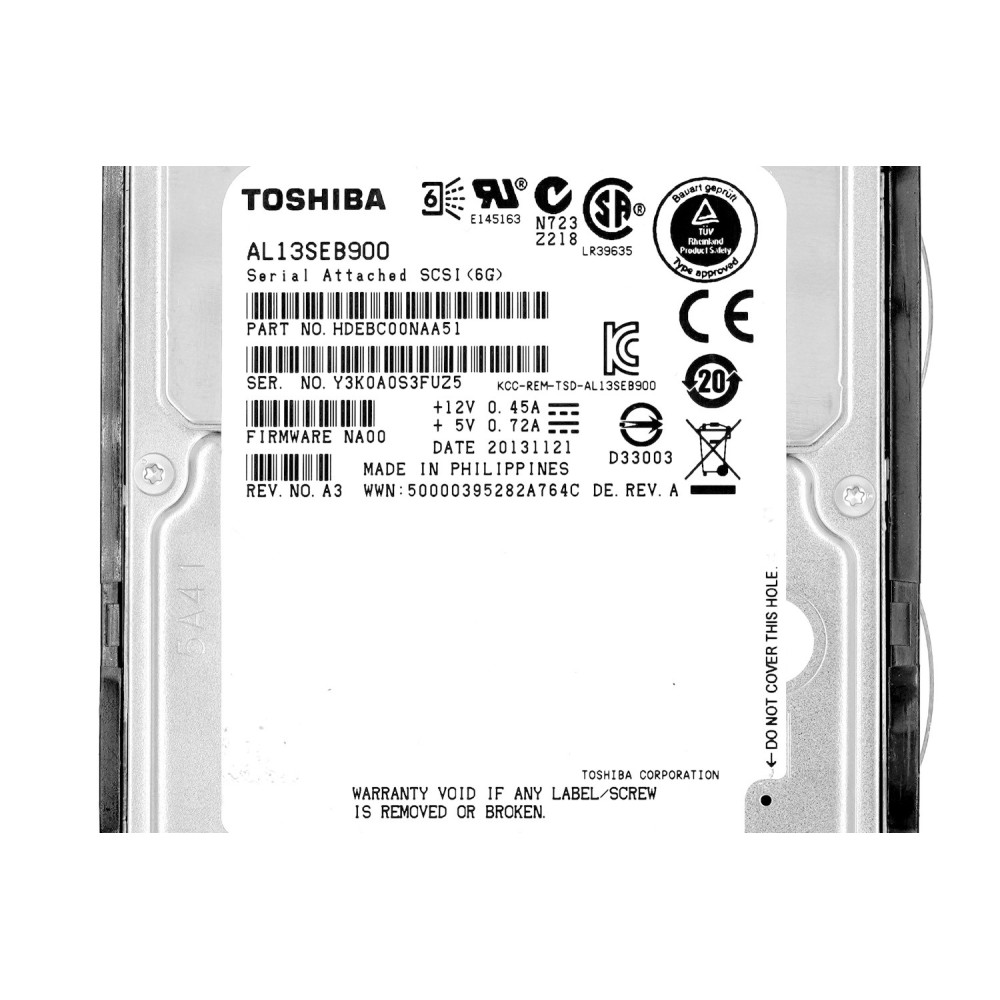 AL13SEB900 TOSHIBA HDD 900GB 10K SAS 6G 2.5" HOT-SWAP FOR HPE SERVERS