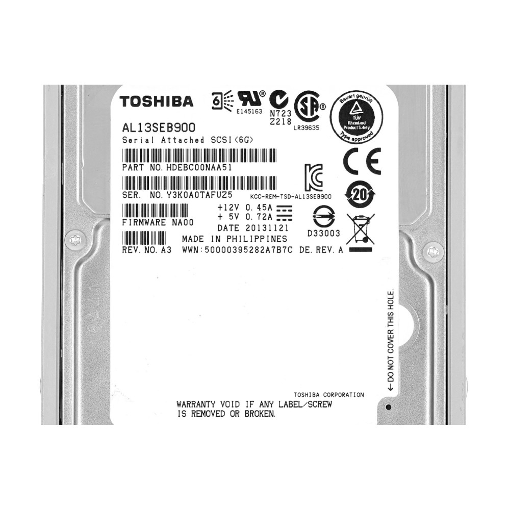 AL13SEB900 TOSHIBA HDD 900GB 10K SAS 6G 2.5" HOT-SWAP FOR DELL SERVERS