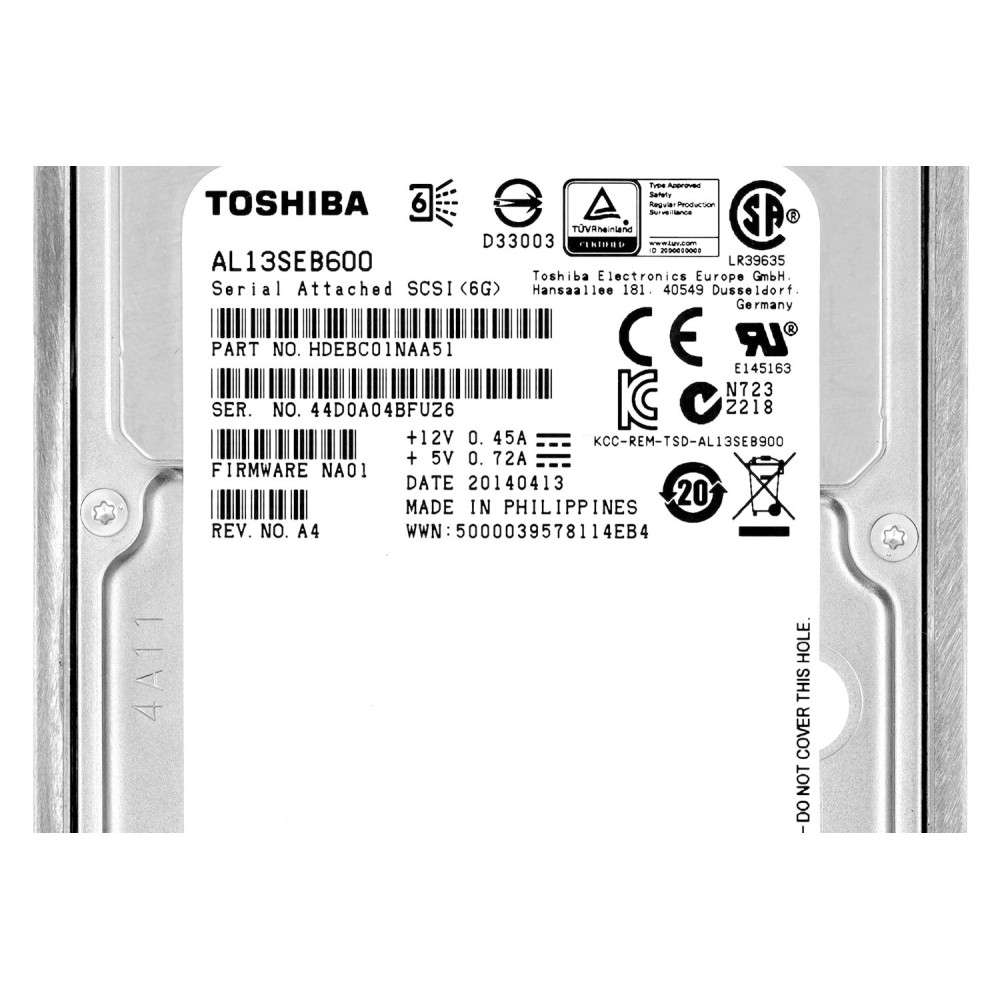 AL13SEB600 TOSHIBA HDD 600GB 10K SAS 6G 2.5" HOT-SWAP FOR DELL SERVERS