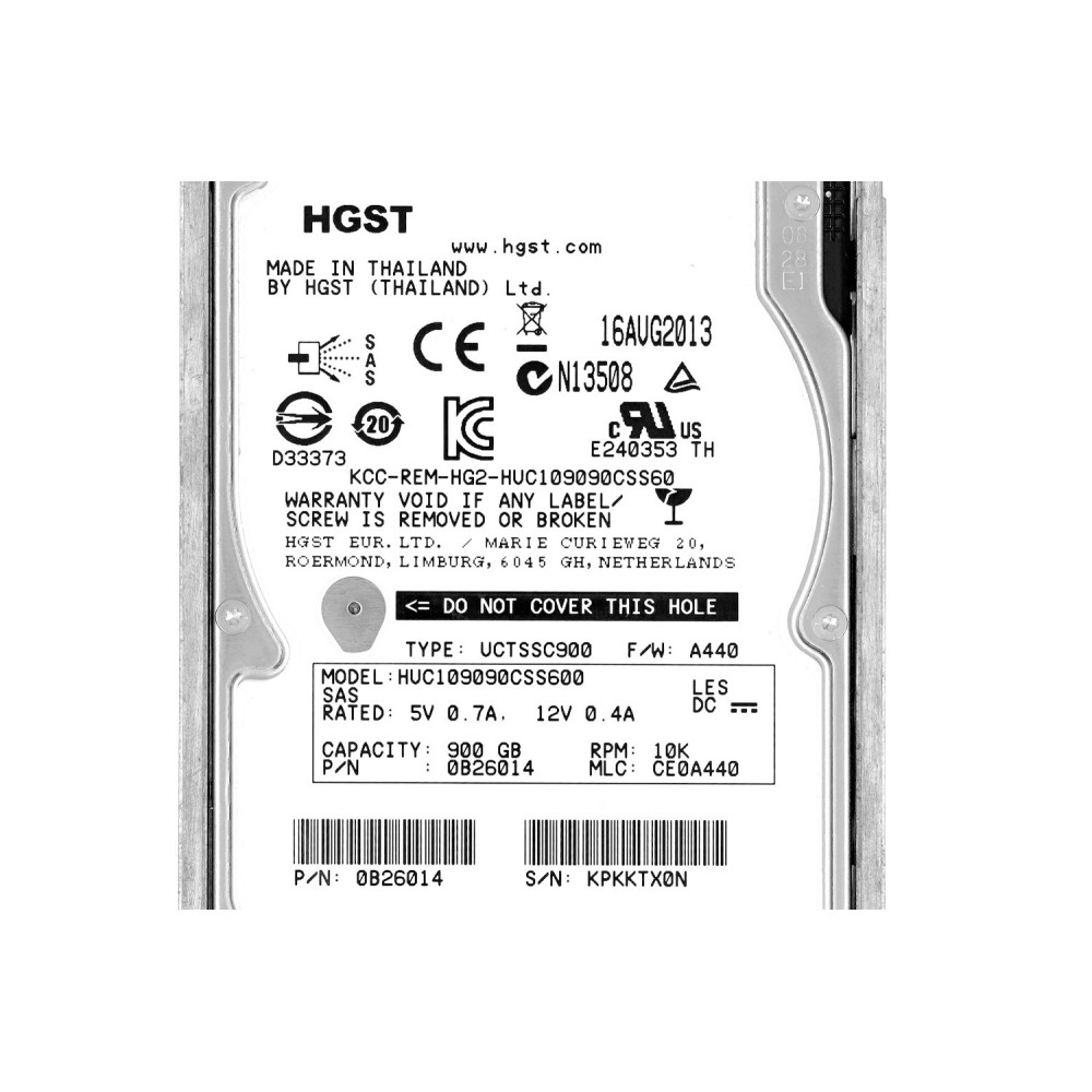 HUC109090CSS600 HGST HDD 900GB 10K SAS 2.5" HOT-SWAP FOR DELL SERVERS