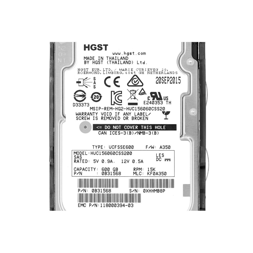 HUC156030CSS200 HGST HDD 300GB 15K SAS 2.5" HOT-SWAP FOR HPE SERVERS