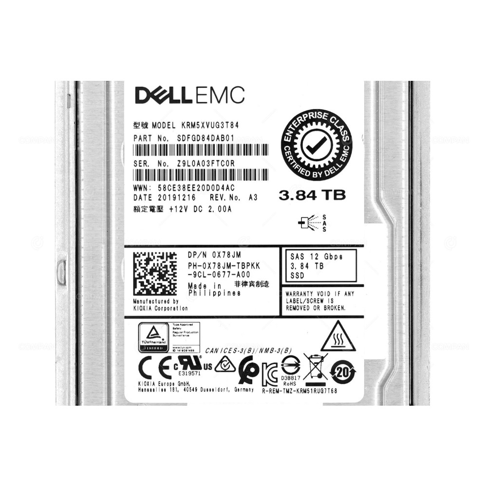 X78JM DELL SSD 3.84TB SAS 12G 2.5" SFF
