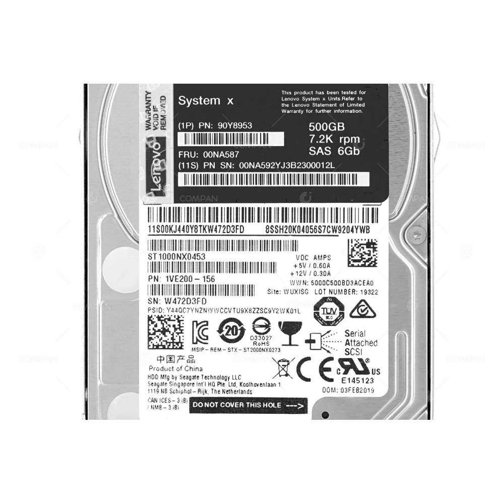 0NA587  LENOVO HDD 500GB 7.2K SAS 6G 2.5" SFF