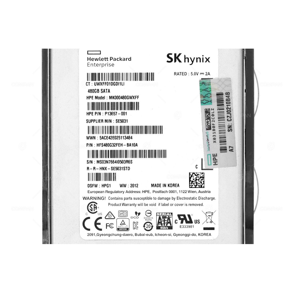 P13808-001 HP SSD 480GB / SATA 6G / 2.5" SFF