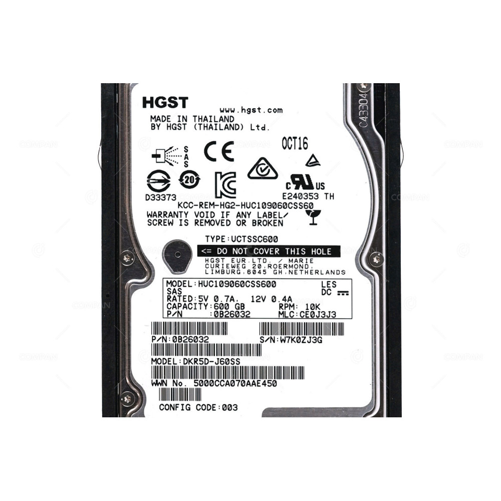 3282390-Q F850 HITACHI HDD 600GB 10K SAS 6G 2.5" SFF