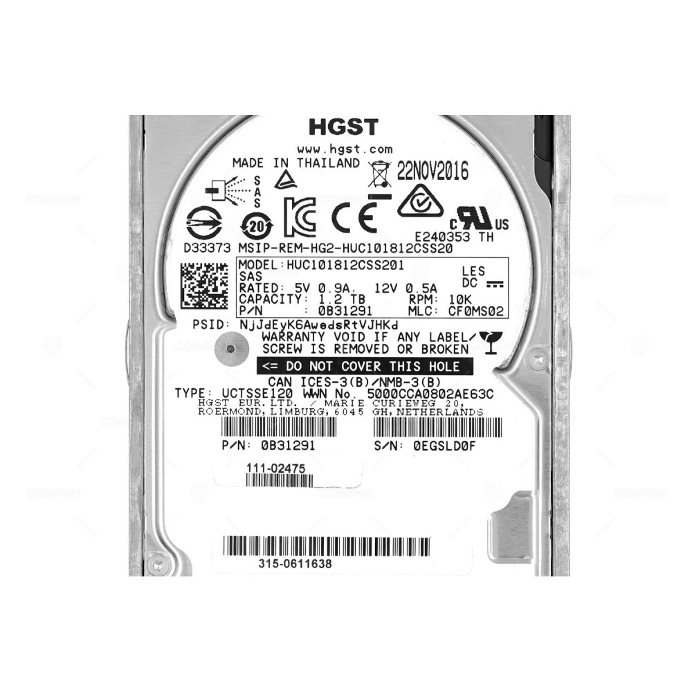 111-02475 NETAPP HDD 1.2TB 10K SAS 12G 2.5" SFF FOR NETAPP E-SERIES