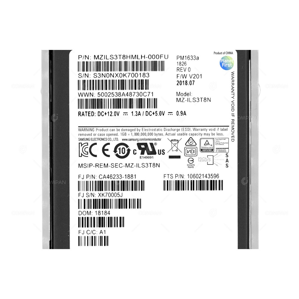 CA08226-E926 FUJITSU SSD 3.84TB SAS 12G 2.5" SFF FUJITSU PRIMERGY