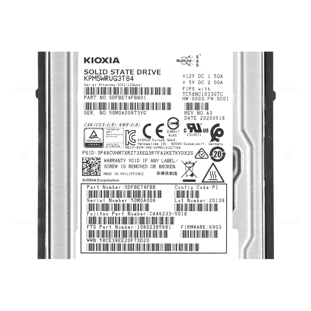 CA08226-E626 FUJITSU SSD 3.84TB SAS 12G 2.5" SFF FOR FUJITSU PRIMERGY