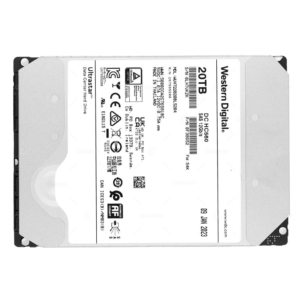 WUH722020BL5204  WD ULTRASTAR DC HC560 HDD 20TB  7.2K  SAS 12G  3.5'' LFF