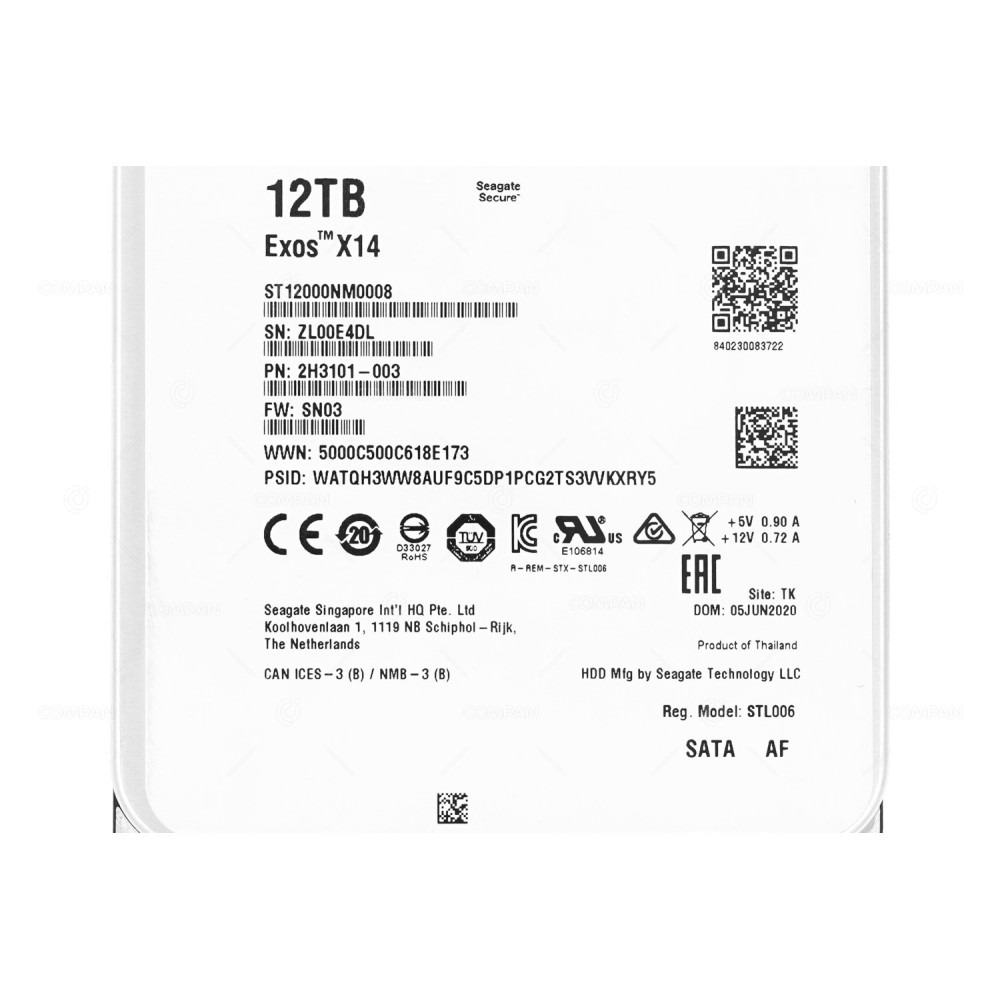 ST12000NM0008  SEAGATE EXOS X14 12TB 7.2K 6G SATA AF 3.5 LFF 256MB CACHE ENTERPRISE HDD